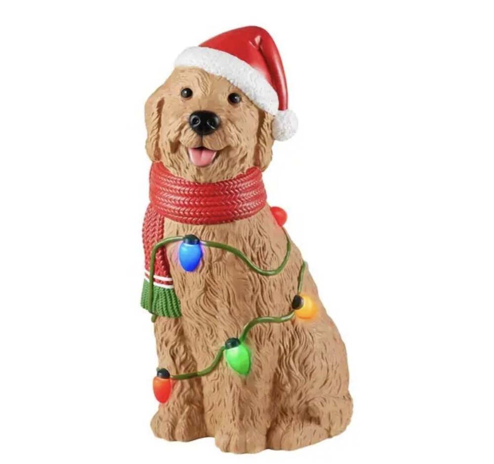 2026 Home Depot 2.5 Ft Christmas Doodle Dog Blow Mold NIB